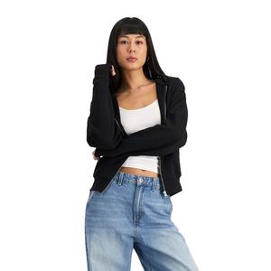 <b>Women's</b> Crop Zipper <b>Hoodie</b> Spring Ladies <b>Black</b> Zip Up Crop Hoodies For <b>Women</b> Streetwear Blank Sweatshirts For Ladies - Product Image 1