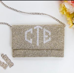 Pochette de luxe perlée à la main avec chaîne bandoulière Sac de soirée en forme d'enveloppe avec doublure en coton Rhinestone Crystal Material - Product Image 3