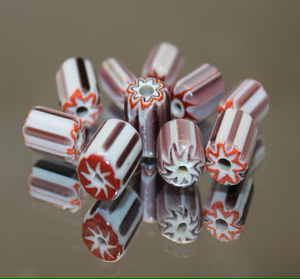 Perles de verre au chalumeau en cristal à motif chevron vintage très à collectionner pour la fabrication de bijoux perles de commerce africaines rares - Product Image 1