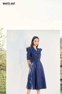 Vestido largo de diseño de lujo para mujer 100% algodón orgánico Rita funda bolso vestido marca de moda sostenible fabricante vietnamita - Product Image 5