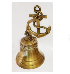 Campana de ancla de latón antiguo de moda con cordón de cuerda náutica para decoración de pared marítima, campana náutica personalizada para pared. - Product Image 1