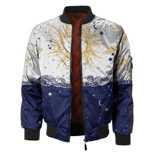 Chaquetas informales retro con cremallera personalizadas Chaqueta de invierno de bombardero universitario de poliéster satinado con cuello levantado Sublimación de tela tejida de Pakistán - Product Image 5