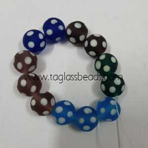 Cuentas de Vidrio TA, Hechas a Medida, Redondas de 12 mm, Azules y Blancas con Puntos, para Diseñadores de Joyería y Reventa - Product Image 6
