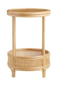 Table acrylique ronde en rotin, avec étagère et tabouret, du Vietnam - Product Image 3