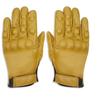 Warm Yellow Soft Comfortable Anti <b>Slip</b> Waterproof Premium Elk Deerskin Leather Wrist Motorcycle Gloves OEM Unisex Biker Glove - Product Image 1