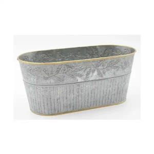 Maceta de flores de Metal de diseño elegante, jardinera de cubos galvanizados para jardín, Patio, jardinera redonda decorativa hecha a mano con mango - Product Image 4