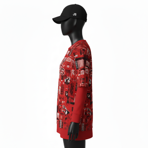 T-shirts pour femmes de qualité supérieure, décontractés, à double couche, manches longues, imprimés tendance, en coton, très vendus, respirants, à double couche - Product Image 3