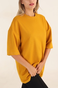 Camiseta de Verano al por Mayor para Mujer, Estilo Holgado con Hombros Caídos, Color Sólido, Camiseta de Manga Corta Holgada para Mujer - Product Image 4