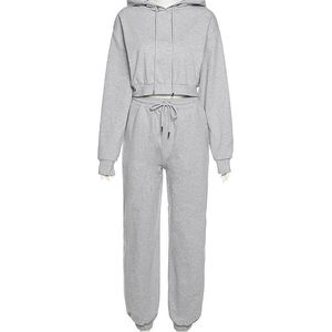 Combinaison de jogging personnalisée de haute qualité à épaules tombantes Ensemble de survêtement de fitness à capuche avec fermeture à glissière logo motif uni pour l'hiver - Product Image 6