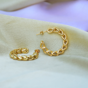 New Latest Bohemian <b>Stud</b> <b>Earrings</b> Minimalist Chain Hoops Brass 18k Gold Plated Geometric Design Women Gift OEM/ODM - Product Image 4