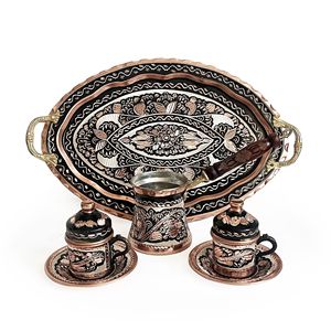 Shark Anatolia Erzincan Handcrafted Copper Coffee Presantation <b>Set</b> <b>for</b> 2 - Product Image 5