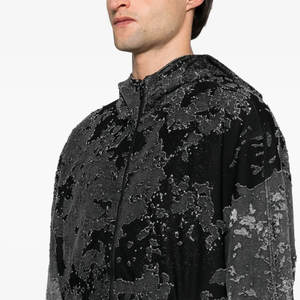 Sudadera con Capucha para Hombre con Bordado 3D en Relieve y Aspecto Vintage Desgastado, Sudadera con Capucha Desgastada para Hombre con Bordado Plano - Product Image 3
