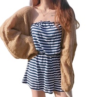 Cardigan en tricot léger et fin pour femme, coupe oversize, à manches bouffantes, en viscose/coton, avec dentelle, couleur unie, ouvert sur le devant, style décontracté, idéal pour la plage