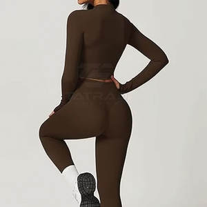 Conjunto de Yoga de 3 Piezas Personalizado para Mujer, Talla Grande, Cintura Elástica Delantera, Transpirable, Ligero, de Secado Rápido, 100% Algodón - Product Image 2