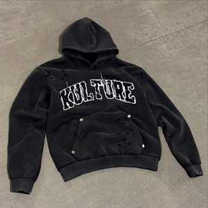 OEM personalizado de los hombres Vintage con capucha francés Terry Zip Sudadera con capucha transpirable de gran tamaño de algodón pesado Sun Faded ácido lavado de impresión para el invierno - Product Image 2