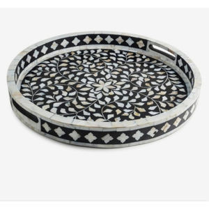 Nouveau design de plateau en nacre fournitures de gros faites à la main vadrouille ronde plateaux de service collations au chocolat plateaux de service alimentaire - Product Image 5