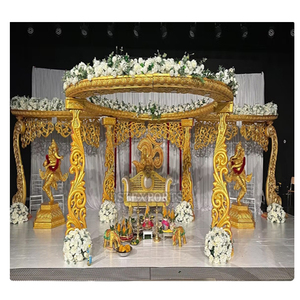 Mandap de Pavo Real Dorado para Bodas Hindúes, Pilar de Fibra Clásico para Bodas, Mandap Redondo para Ceremonias, Tendencia en Venta al por Mayor - Product Image 2