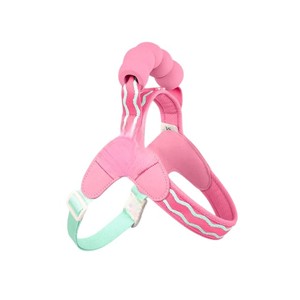 Pink Padded Dog Harness with Stripes and Bowknot Buckle Closure <b>Rower</b> Type Cute Style for Small Dogs - Product Image 1