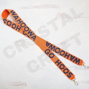 Go Canes Customized White Gold Seed Bead <b>Bag</b> Straps 'Hook Em Horns' Fashionable Accessory Beaded Purse Strap - Product Image 5