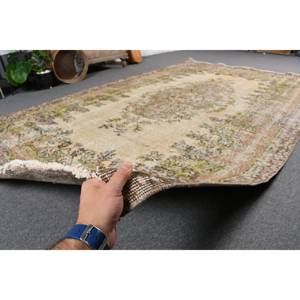 Alfombra turca Vintage Beige Marrón 5,8X9,4 FT Tejido plano de lana con patrón de retazos para decoraciones de sala de estar - Product Image 5