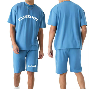 High Quality Two Piece <b>Top</b> Quality Twin <b>Sets</b> 100% Cotton Men's <b>Short</b> Sleeve <b>Short</b> <b>And</b> T-Shirt <b>Sets</b> With Customizable Fabric - Product Image 4