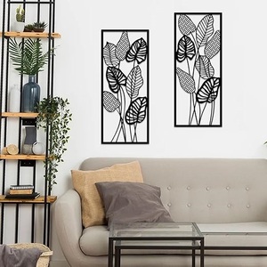 Arte Moderno Minimalista para Colgar en la Pared, Marco de Hojas Rectangular Negro Hecho a Mano para Dormitorio, Sala de Estar, Comedor o para Regalo - Product Image 3