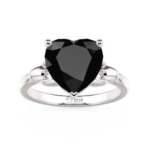 Bague de fiançailles Jeulia Simple Chain Onyx Black Heart Solitaire - Product Image 1