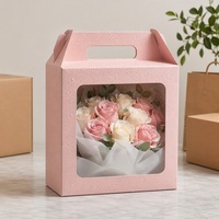 Boîte cadeau rigide en papier d'art imperméable avec poignée et pelliculage mat, emballage personnalisé pour la livraison de roses