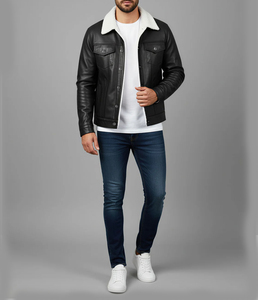Chaqueta de Cuero Genuino para Hombre, Hecha a Medida al por Mayor, con Cuello Alto, Forro Cálido de Poliéster, Logotipo Frontal, Diseño de Invierno, Ropa Exterior de Moda - Product Image 3