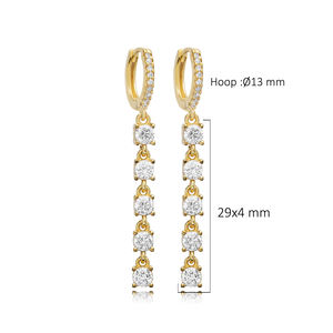Pendientes colgantes de plata de ley con piedra CZ brillante transparente elegante, venta al por mayor, joyería fina de Plata de Ley 925 hecha a mano turca - Product Image 5