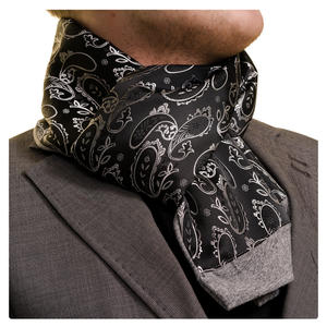 Écharpe en soie artificielle personnalisée pour homme, motif floral paisley bronze et marine, luxueuse, en stock, double couche, deux faces, chaude pour l'hiver - Product Image 3