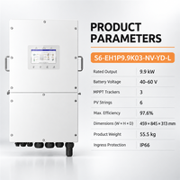 Onduleur solaire hybride monophasé basse tension Solis 9,9 kW 3 MPPT IP66 pour stockage d'énergie domestique S6-EH1P9.9K03-NV-YD-L