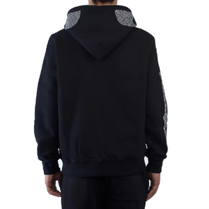 Custom Men's <b>Full</b> Zip-Up French Terry Hoodie Winter Streetwear Style Rhinestone Logo Solid Pattern 100% Cotton Thick Material - Product Image 4