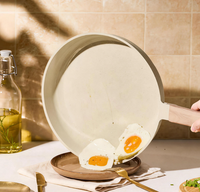 Poêle à frire en céramique antiadhésive avec couvercle, sans PFAS/PTFE ajoutés de manière volontaire, poêle de chef non toxique, compatible induction