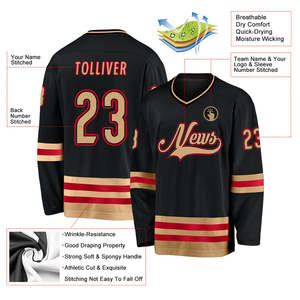 Maillots de hockey sur glace pour hommes sur mesure matériau respirant évacuant l'humidité personnalisation complète de l'équipe disponible service OEM fourni - Product Image 4