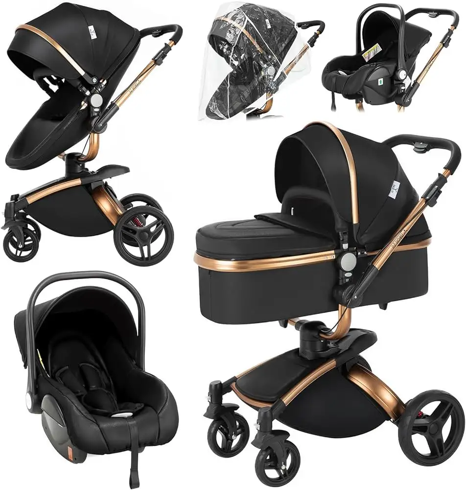 Luxury Unlimited Foldable Baby Stroller 3 in 1 Carrier Pram ready to ship worldwide