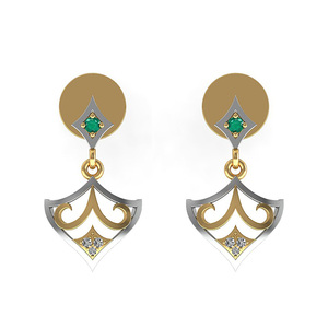 Boucles d'oreilles pendantes en or massif 18 carats avec diamants pavés naturels et pierres précieuses rubis Fabricant de bijoux fins - Product Image 6
