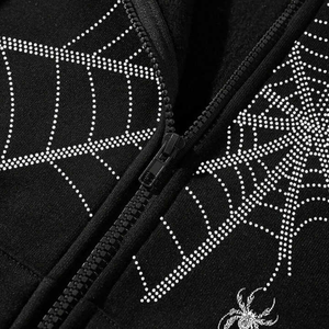 Custom New Stylish rhinestone Hoodie Invierno Hombres rhinestone Hoodie Full Zip Us Sudaderas térmicas 100% algodón - Product Image 4