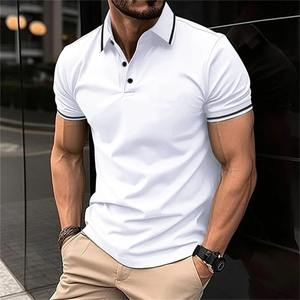 Confortable été nouveaux hommes mode revers bouton Polo à manches courtes décontracté Slim -fit chemise vêtements - Product Image 4
