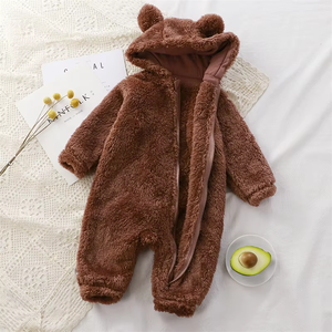 Invierno cálido bebé de alta calidad mono recién <span class=keywords><strong>nacido</strong></span> manga larga con capucha 3-36 meses bebé niñas cremallera Animal ropa - Product Image 3