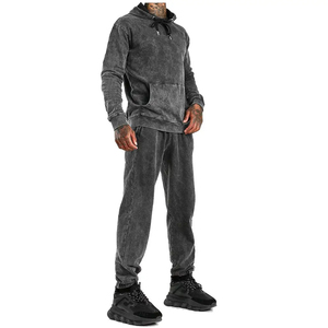 2024 nueva llegada chándal de lavado ácido de algodón para hombres último estilo pulóver con capucha chándal informal de lavado ácido para talla <span class=keywords><strong>Extra</strong></span> - Product Image 1