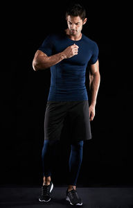 T-shirt de sport pour homme, léger, sans couture, respirant, haute élasticité, coupe régulière, compression, spandex/polyester - Product Image 6