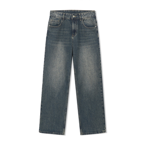 กางเกงยีนส์ขาตรงสำหรับผู้ชายกางเกงผ้าถูพื้นขากว้างทรงหลวมแนวสตรีท - Product Image 4