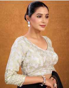 Collection de blouses de créateurs de prêt-à-porter de qualité supérieure sans effort Banarasi Silk Elegant Vintage Fashion Element - Product Image 3