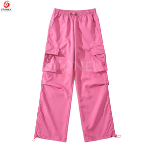 Mode cordon taille élastique longue tenue décontracté entraînement Cargo pantalon de poche pour les femmes fabriquées - Product Image 5