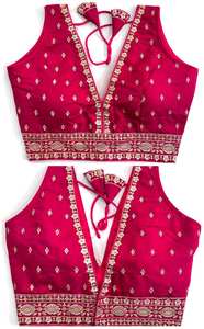 Modern Blouse Has Zari , Thread Work and Handwork Ready to Blouse Has Froent Open Pattern and Beautiful Knot Summer - Product Image 6