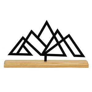 Sculpture de table de montagne en métal noir design, base en bois, objet de table artistique moderne pour les espaces élégants en provenance d'Inde - Product Image 4