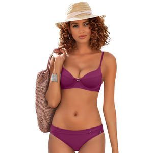 Ensemble de bikini bandeau en gros pour femmes, maillot de bain deux pièces en aubergine, maillot de bain de plage pour femmes, haute qualité, 100% polyester - Product Image 1