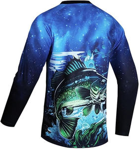 Maillot de pêche imperméable à manches longues pour hommes avec sublimation entièrement personnalisée tissu coupe sèche UPF 50 Protection solaire antibactérienne - Product Image 2