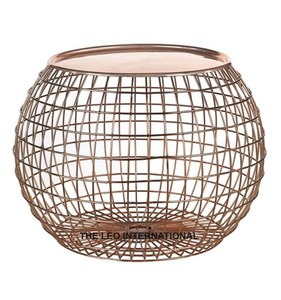 Matériau en cuivre forme ronde couleur marron Table basse Style fantaisie luxe fait à la main utilisé décoration de bureau à domicile - Product Image 2